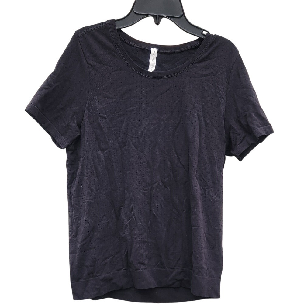 Athleta Seamless Running Tee Large Light Black‎ Vented Sporty Athletic Wicking